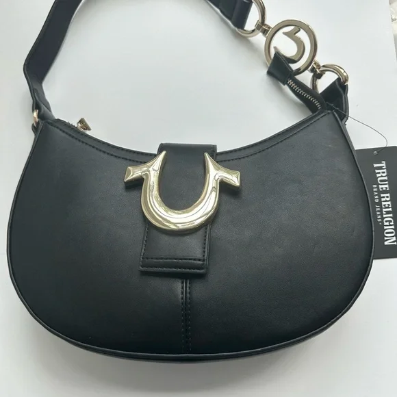 NWT Horseshoe Crescent Purse by True Religion Brand Jean. Shoulder bag. Black. - Picture 1 of 16